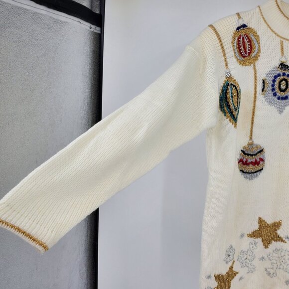 Vintage Dana Scott Embellished Christmas Ornament Holiday Glam Nostalgia Sweater - Picture 15 of 16